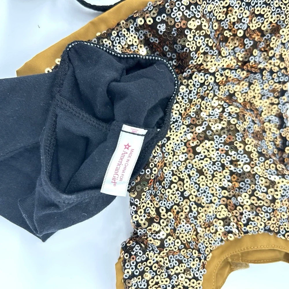 American Girl Golden Sparkle Sequin Outfit Complete Ring Shoes Headband Doll Set